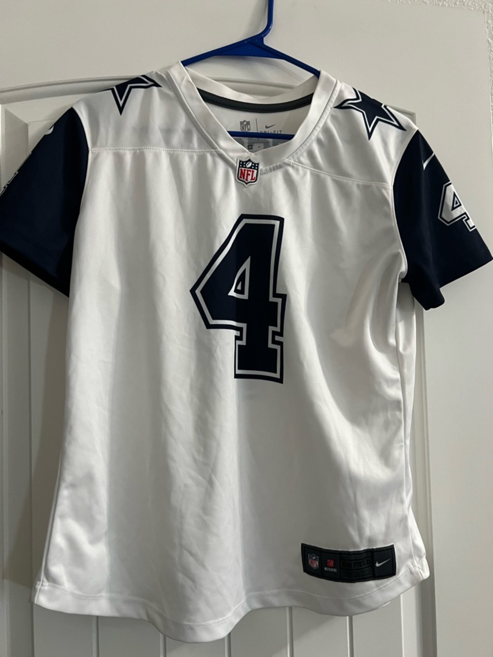 Nike White and Navy Dallas Cowboys #4 Replica Jersey
